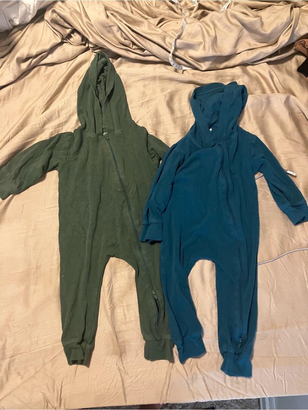 Kyte BABY Hooded Footie Set in Olive Green and Teal
